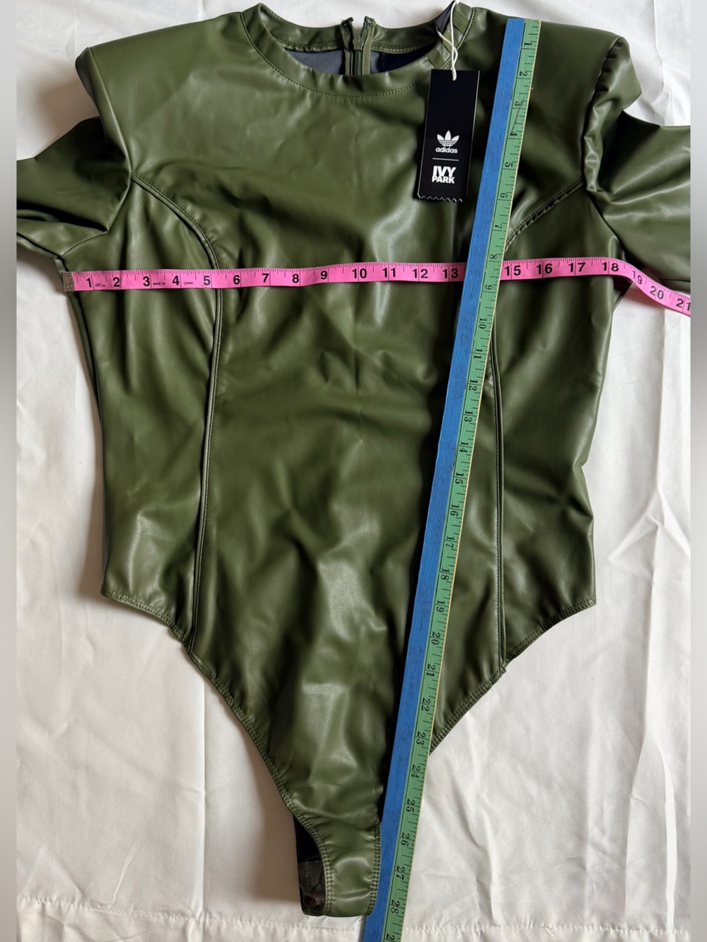 Adidas x Ivy Park Beyoncé Padded Faux Leather Body Suit Wild Pine Size XL - Picture 5 of 16